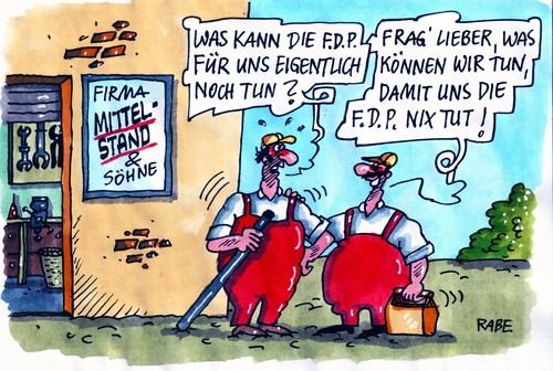 Cartoon: FDP tut nix (medium) by RABE tagged fdp,westerwelle,brüderle,rösler,lindner,außenminister,vizekanzler,parteispitze,parteiführung,parteipräsidium,landesvorsitz,parteimitglied,wirschaftsminister,gesundheitsminister,kanzlerin,merkel,cdu,koalition,opposition,schwarzgelb,abwahl,bundesparteitag,mittelstand,firma,unternehmen,werkstatt,handwerker,arbeiter,beschäftigter,steuerzahler,euro,krise,werkzeuge,männer,latzhosen,fdp,westerwelle,brüderle,rösler,lindner,außenminister,vizekanzler,parteispitze,parteipräsidium