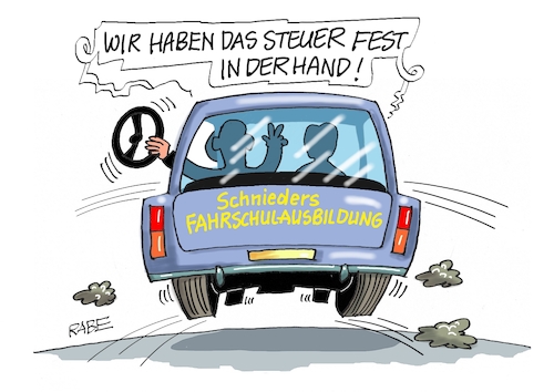 Cartoon: Fehlgelenktes (medium) by RABE tagged merz,kanzler,koalition,union,spd,klingbeil,cartoon,karikatur,pressezeichnung,farbcartoon,tagescartoon,db,bahn,frühling,frühjahr,frühjahrsputz,ice,zug,blumenkasten,blumenkästen,esc,songcontest,schnieder,verkehrsminister,lenker,lenkrad,fahrerlaubnis,fahrprüfung,reform,fahrlehrer,merz,kanzler,koalition,union,spd,klingbeil,cartoon,karikatur,pressezeichnung,farbcartoon,tagescartoon,db,bahn,frühling,frühjahr,frühjahrsputz,ice,zug,blumenkasten,blumenkästen,esc,songcontest,schnieder,verkehrsminister,lenker,lenkrad,fahrerlaubnis,fahrprüfung,reform,fahrlehrer