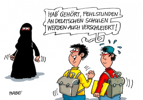 Cartoon: Fehlstunden (medium) by RABE tagged fehlstunden,unterricht,schulen,verschleierung,stundenausfall,schüler,schulklassen,bildung,bildungsministerium,rabe,ralf,böhme,cartoon,karikatur,pressezeichnung,farbcartoon,tagescartoon,burka,schleier,islam,fehlstunden,unterricht,schulen,verschleierung,stundenausfall,schüler,schulklassen,bildung,bildungsministerium,rabe,ralf,böhme,cartoon,karikatur,pressezeichnung,farbcartoon,tagescartoon,burka,schleier,islam