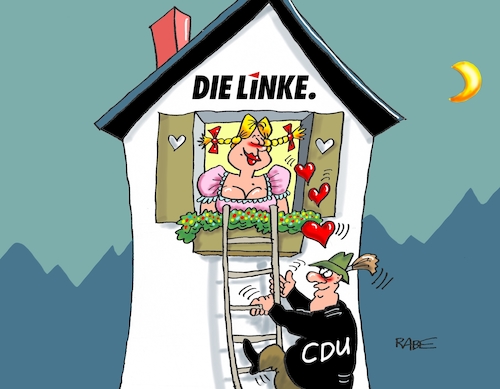 Cartoon: Fensterln (medium) by RABE tagged linke,parteitag,leipzig,kipping,wagenknecht,riexinger,doppelspitze,rabe,ralf,böhme,cartoon,karikatur,pressezeichnung,farbcartoon,tagescartoon,meinungsunterschiede,differenzen,streit,cdu,union,koalition,liebe,fensterln,leiter,linke,parteitag,leipzig,kipping,wagenknecht,riexinger,doppelspitze,rabe,ralf,böhme,cartoon,karikatur,pressezeichnung,farbcartoon,tagescartoon,meinungsunterschiede,differenzen,streit,cdu,union,koalition,liebe,fensterln,leiter