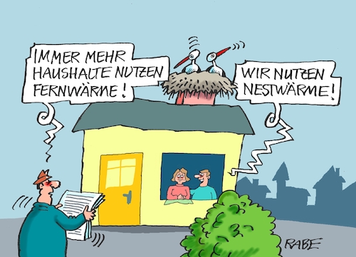 Cartoon: Fernwärme (medium) by RABE tagged wärmewende,heizungsgesetz,heizungstausch,wärmepumpen,ölheizung,gasheizung,fernwärme,rabe,ralf,böhme,cartoon,karikatur,pressezeichnung,farbcartoon,tagescartoon,haushalte,nutzung,nest,nestwärme,dach,schornstein,storch,störche,schlot,wärmewende,heizungsgesetz,heizungstausch,wärmepumpen,ölheizung,gasheizung,fernwärme,rabe,ralf,böhme,cartoon,karikatur,pressezeichnung,farbcartoon,tagescartoon,haushalte,nutzung,nest,nestwärme,dach,schornstein,storch,störche,schlot