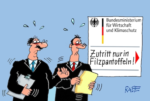 Cartoon: Filziges (medium) by RABE tagged habeck,graichen,grüne,trauzeuge,trauzeugenaffäre,vetter,vetternwirtschaft,rabe,ralf,böhme,cartoon,karikatur,pressezeichnung,farbcartoon,tagescartoon,filz,filzschuhe,filzpantoffeln,filzlatschen,filzhausschuhe,einlaß,zutritt,habeck,graichen,grüne,trauzeuge,trauzeugenaffäre,vetter,vetternwirtschaft,rabe,ralf,böhme,cartoon,karikatur,pressezeichnung,farbcartoon,tagescartoon,filz,filzschuhe,filzpantoffeln,filzlatschen,filzhausschuhe,einlaß,zutritt