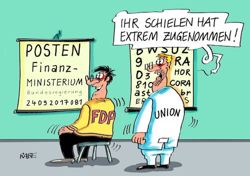 Cartoon: Finanzen (medium) by RABE tagged fdp,lindner,schäuble,union,finanzminister,bundestagswahl,rabe,ralf,böhme,cartoons,tagescartoons,augenarzt,schielen,brille,fdp,lindner,schäuble,union,finanzminister,bundestagswahl,rabe,ralf,böhme,cartoons,tagescartoons,augenarzt,schielen,brille