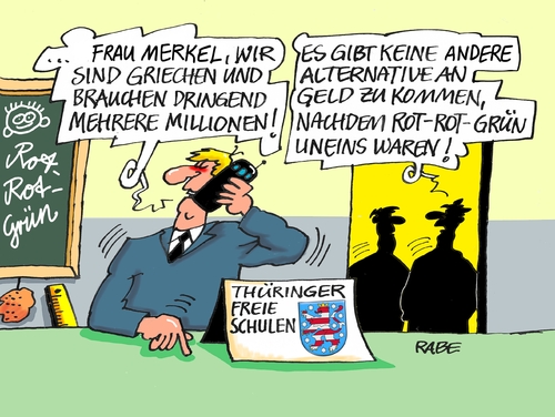 Cartoon: Finanzierungsstreit (medium) by RABE tagged freie,schulen,thüringen,finanzierung,streit,rot,grün,landesregierung,ramelow,rabe,ralf,böhme,cartoon,karikatur,pressezeichnung,farbcartoon,tagescartoon,lehrer,merkel,griechenland,pleite,einigung,freie,schulen,thüringen,finanzierung,streit,rot,grün,landesregierung,ramelow,rabe,ralf,böhme,cartoon,karikatur,pressezeichnung,farbcartoon,tagescartoon,lehrer,merkel,griechenland,pleite,einigung