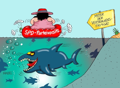 Cartoon: Fischfutter (medium) by RABE tagged nahles,spd,sozialdemokraten,groko,umfragetief,scholz,rabe,ralf,böhme,cartoon,karikatur,pressezeichnung,farbcartoon,tagescartoon,ruine,koalition,koalitionsvetrag,bruch,vertrauensfrage,abstimmung,gegner,rücktritt,meer,vertrauen,wasser,tiefsee,hai,haifisch,schwimmring,rettungsring,personalfragen,führungsposten,konsequenzen,führungsfrag,martin,schulz,nahles,spd,sozialdemokraten,groko,umfragetief,scholz,rabe,ralf,böhme,cartoon,karikatur,pressezeichnung,farbcartoon,tagescartoon,ruine,koalition,koalitionsvetrag,bruch,vertrauensfrage,abstimmung,gegner,rücktritt,meer,vertrauen,wasser,tiefsee,hai,haifisch,schwimmring,rettungsring,personalfragen,führungsposten,konsequenzen,führungsfrag,martin,schulz