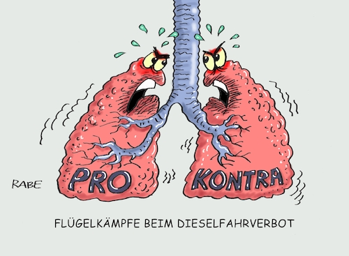 Cartoon: Flügelkämpfe (medium) by RABE tagged feinstaub,feinstaubdiskussion,diesel,diesefahrverbot,innenstädte,vw,abgasnormen,rabe,ralf,böhme,cartoon,karikatur,pressezeichnung,farbcartoon,tagescartoon,lunge,lungenflügel,flügelkämpfe,lungenärzte,feinstaub,feinstaubdiskussion,diesel,diesefahrverbot,innenstädte,vw,abgasnormen,rabe,ralf,böhme,cartoon,karikatur,pressezeichnung,farbcartoon,tagescartoon,lunge,lungenflügel,flügelkämpfe,lungenärzte