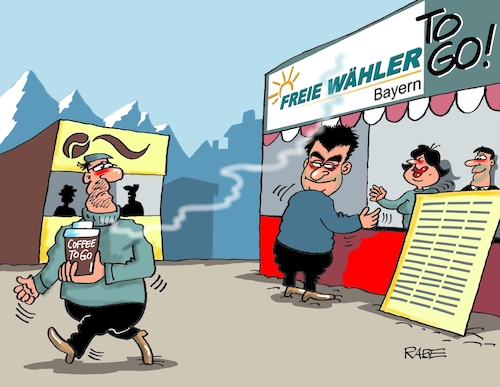 Cartoon: Freie Wähler To Go (medium) by RABE tagged markus,söder,csu,bayern,münchen,landesvorsitzender,horst,seehofer,merkel,cdu,union,streit,unionstreit,asylstreit,ultimatum,grenze,zurückweisung,flüchtlinge,grenzkontrollen,landtagswahl,wahlschlappe,koalitionspartener,freie,wähler,to,go,kaffee,koalitionsverhandlungen,regierungsbildung,markus,söder,csu,bayern,münchen,landesvorsitzender,horst,seehofer,merkel,cdu,union,streit,unionstreit,asylstreit,ultimatum,grenze,zurückweisung,flüchtlinge,grenzkontrollen,landtagswahl,wahlschlappe,koalitionspartener,freie,wähler,to,go,kaffee,koalitionsverhandlungen,regierungsbildung