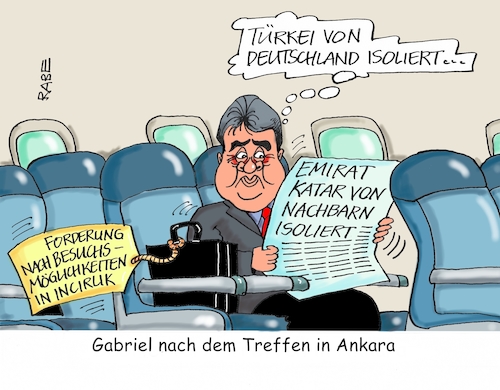 Cartoon: Gabriel nochmal (medium) by RABE tagged gabriel,spd,usa,washington,aussenminister,kanzlerkandidat,schulz,rabe,ralf,böhme,cartoon,karikatur,pressezeichnung,farbcartoon,tagescartoon,ankara,incirlik,vermittlungsgespräche,truppenabzug,syrien,jordanien,nato,stützpunkt,katar,emirate,isolierung,gabriel,spd,usa,washington,aussenminister,kanzlerkandidat,schulz,rabe,ralf,böhme,cartoon,karikatur,pressezeichnung,farbcartoon,tagescartoon,ankara,incirlik,vermittlungsgespräche,truppenabzug,syrien,jordanien,nato,stützpunkt,katar,emirate,isolierung