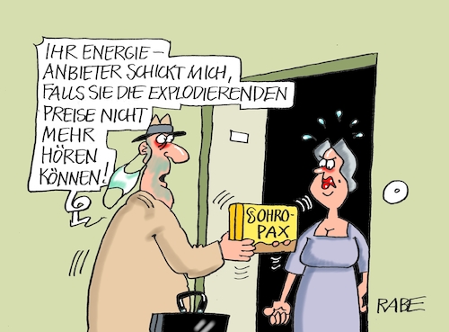 Cartoon: Ganz Ohr (medium) by RABE tagged energie,energiepreise,energieanbieter,strom,wasser,gas,gaspreise,preissteigerung,preisanpassung,stromkunden,rabe,ralf,böhme,cartoon,karikatur,pressezeichnung,farbcartoon,tagescartoon,vertreter,ohrstöpsel,explosion,preisexplosion,ohropax,ohr,energie,energiepreise,energieanbieter,strom,wasser,gas,gaspreise,preissteigerung,preisanpassung,stromkunden,rabe,ralf,böhme,cartoon,karikatur,pressezeichnung,farbcartoon,tagescartoon,vertreter,ohrstöpsel,explosion,preisexplosion,ohropax,ohr