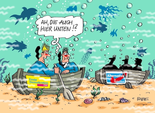 Cartoon: Ganz unten (medium) by RABE tagged virus,corona,pandemie,coronakrise,rabe,ralf,böhme,cartoon,karikatur,pressezeichnung,farbcartoon,tagescartoon,viren,virenschutz,mundschutz,desinfektion,föderal,föderalismus,ländersache,fdp,liberale,umfragewerte,umfragetief,boot,meer,tiefe,afd,höcke,gauland,kalbitz,krise,parteistreit,gerichtsverfahren,rechtsstreit,parteibuch,parteiausschluß,lindner,parteivorsitz,virus,corona,pandemie,coronakrise,rabe,ralf,böhme,cartoon,karikatur,pressezeichnung,farbcartoon,tagescartoon,viren,virenschutz,mundschutz,desinfektion,föderal,föderalismus,ländersache,fdp,liberale,umfragewerte,umfragetief,boot,meer,tiefe,afd,höcke,gauland,kalbitz,krise,parteistreit,gerichtsverfahren,rechtsstreit,parteibuch,parteiausschluß,lindner,parteivorsitz