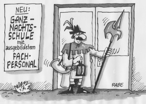 Cartoon: Ganztagsschule (medium) by RABE tagged schule,bildung,ganztagsschule,nacht,tag,ganznachtsschule,nachtwächter,lehrer,schüler,klassenzimmer,rabe,ralf,böhme,cartoon,karikatur,unterricht,schulklasse,klassenraum,bildungsministerin,lernen,fachpersonal,schule,bildung,ganztagsschule,nacht,tag,ganznachtsschule,nachtwächter,lehrer,schüler,klassenzimmer,rabe,ralf,böhme,cartoon,karikatur,unterricht,schulklasse,klassenraum,bildungsministerin,lernen,fachpersonal