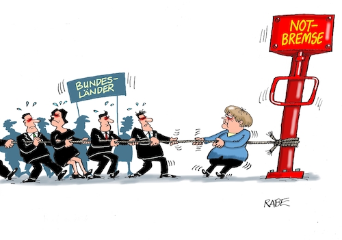 Cartoon: Gebremstes (medium) by RABE tagged corona,bundländerkonferenz,merkel,kanzleramt,lockerungen,stufenplan,öffnungen,lockdown,shutdown,baumärkte,impfdosen,rki,fallzahlen,inzidenzwert,spahn,impfzentren,impfreihenfolge,notbremse,söder,laschet,seil,tauziehen,inzidenzwerte,nachschärfung,infektionsschutzgesetz,infektionsschutz,tau,bundesländer,macht,entmachtung,corona,bundländerkonferenz,merkel,kanzleramt,lockerungen,stufenplan,öffnungen,lockdown,shutdown,baumärkte,impfdosen,rki,fallzahlen,inzidenzwert,spahn,impfzentren,impfreihenfolge,notbremse,söder,laschet,seil,tauziehen,inzidenzwerte,nachschärfung,infektionsschutzgesetz,infektionsschutz,tau,bundesländer,macht,entmachtung