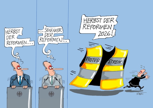 Cartoon: Gelbweste (medium) by RABE tagged merz,kanzler,koalition,union,spd,klingbeil,cartoon,karikatur,pressezeichnung,farbcartoon,tagescartoon,db,bahn,frühling,frühjahr,frühjahrsputz,ice,zug,blumenkasten,blumenkästen,herbst,sommer,reform,lügner,gelbweste,weste,protest,streik,merz,kanzler,koalition,union,spd,klingbeil,cartoon,karikatur,pressezeichnung,farbcartoon,tagescartoon,db,bahn,frühling,frühjahr,frühjahrsputz,ice,zug,blumenkasten,blumenkästen,herbst,sommer,reform,lügner,gelbweste,weste,protest,streik