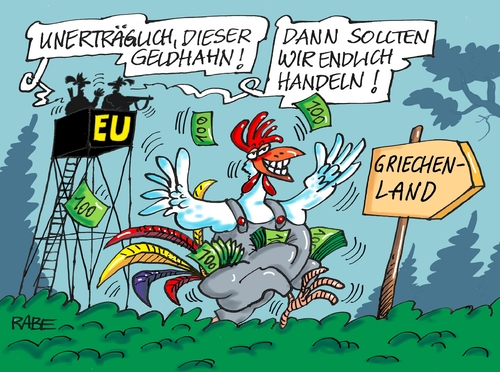 Cartoon: Geldhahn (medium) by RABE tagged griechenland,athen,austritt,eurozone,linksbündnis,rabe,ralf,böhme,cartoon,karikatur,pressezeichnung,farbcartoon,tagescartoon,syriza,tsipras,ezb,brüssel,schuldenschnitt,geld,geldhahn,hochsitz,abschuß,jagd,jäger,geflügel,griechenland,athen,austritt,eurozone,linksbündnis,rabe,ralf,böhme,cartoon,karikatur,pressezeichnung,farbcartoon,tagescartoon,syriza,tsipras,ezb,brüssel,schuldenschnitt,geld,geldhahn,hochsitz,abschuß,jagd,jäger,geflügel