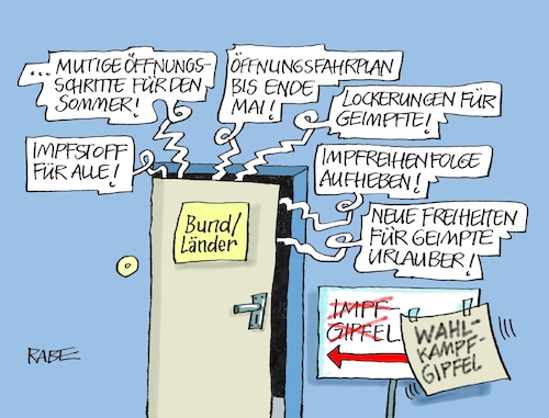 Cartoon: Gipfelstürmer (medium) by RABE tagged corona,bundländerkonferenz,merkel,kanzleramt,lockerungen,stufenplan,öffnungen,lockdown,shutdown,baumärkte,impfdosen,rki,fallzahlen,inzidenzwert,spahn,impfzentren,impfreihenfolge,notbremse,impfgipfel,wahlkampf,bundestagswahl,wahlkampfgipfel,öffnungsschritte,öffnungsfahrplan,freiheit,corona,bundländerkonferenz,merkel,kanzleramt,lockerungen,stufenplan,öffnungen,lockdown,shutdown,baumärkte,impfdosen,rki,fallzahlen,inzidenzwert,spahn,impfzentren,impfreihenfolge,notbremse,impfgipfel,wahlkampf,bundestagswahl,wahlkampfgipfel,öffnungsschritte,öffnungsfahrplan,freiheit