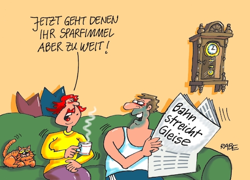 Cartoon: Gleisstreichung (medium) by RABE tagged db,deutsche,bahn,schiene,modernisierung,verkehrsminister,scheuer,csu,bund,rabe,ralf,böhme,cartoon,karikatur,pressezeichnung,farbcartoon,tagescartoon,michel,fahrpreise,zug,fahrpreiserhöhung,gleise,gleisbett,schienen,streichung,streichen,farbe,weiss,hitze,sommer,sparkurs,sparmassnahme,db,deutsche,bahn,schiene,modernisierung,verkehrsminister,scheuer,csu,bund,rabe,ralf,böhme,cartoon,karikatur,pressezeichnung,farbcartoon,tagescartoon,michel,fahrpreise,zug,fahrpreiserhöhung,gleise,gleisbett,schienen,streichung,streichen,farbe,weiss,hitze,sommer,sparkurs,sparmassnahme