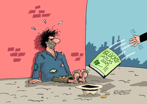 Cartoon: Glücksatlas (medium) by RABE tagged merz,union,kanzler,fritze,koalition,spd,klingbeil,bundesregierung,rabe,ralf,böhme,cartoon,karikatur,pressezeichnung,farbcartoon,tagescartoon,trump,putin,krisen,tv,nachrichten,waschmaschine,glück,glücksatlas,zufriedenheit,lebenszufriedenheit,bettler,hut,spende,gabe,merz,union,kanzler,fritze,koalition,spd,klingbeil,bundesregierung,rabe,ralf,böhme,cartoon,karikatur,pressezeichnung,farbcartoon,tagescartoon,trump,putin,krisen,tv,nachrichten,waschmaschine,glück,glücksatlas,zufriedenheit,lebenszufriedenheit,bettler,hut,spende,gabe