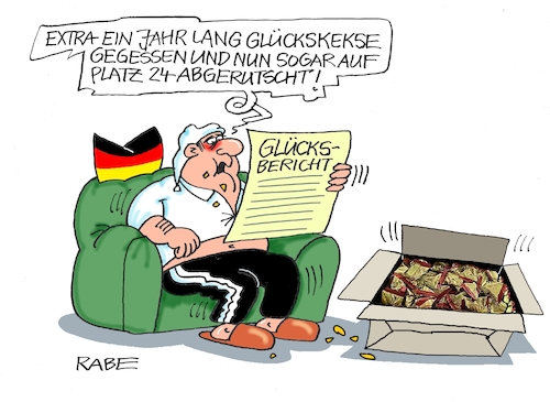 Cartoon: Glücksbericht (medium) by RABE tagged glück,glücksbericht,glückskeks,deutschland,plazierung,glücksschwein,rabe,ralf,böhme,cartoon,karikatur,pressezeichnung,farbcartoon,tagescartoon,couch,michel,esser,kekse,fettleibigkeit,verschlechterung,finnland,skandinavier,menschen,zufriedenheit,geborgenheit,glückspilze,glück,glücksbericht,glückskeks,deutschland,plazierung,glücksschwein,rabe,ralf,böhme,cartoon,karikatur,pressezeichnung,farbcartoon,tagescartoon,couch,michel,esser,kekse,fettleibigkeit,verschlechterung,finnland,skandinavier,menschen,zufriedenheit,geborgenheit,glückspilze