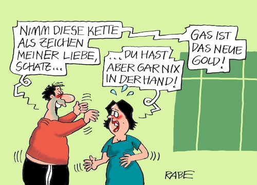 Cartoon: Goldgas (medium) by RABE tagged gas,gassparen,gasnotstand,gasgeben,sanktionen,gasspeicher,gasheizung,rabe,ralf,böhme,cartoon,karikatur,pressezeichnung,farbcartoon,tagescartoon,robert,habeck,putin,ukrainekrieg,gold,kette,luft,gaspreisdeckel,ehepaar,liebe,geschenk,gas,gassparen,gasnotstand,gasgeben,sanktionen,gasspeicher,gasheizung,rabe,ralf,böhme,cartoon,karikatur,pressezeichnung,farbcartoon,tagescartoon,robert,habeck,putin,ukrainekrieg,gold,kette,luft,gaspreisdeckel,ehepaar,liebe,geschenk