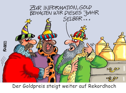 Cartoon: Goldiges nochmal (medium) by RABE tagged virus,corona,pandemie,coronakrise,rabe,ralf,böhme,cartoon,karikatur,pressezeichnung,farbcartoon,tagescartoon,viren,virenschutz,mundschutz,desinfektion,föderal,föderalismus,ländersache,gold,goldpreis,goldbarren,golreserven,heilige,drei,könige,weihnachten,rekord,rekordhoch,virus,corona,pandemie,coronakrise,rabe,ralf,böhme,cartoon,karikatur,pressezeichnung,farbcartoon,tagescartoon,viren,virenschutz,mundschutz,desinfektion,föderal,föderalismus,ländersache,gold,goldpreis,goldbarren,golreserven,heilige,drei,könige,weihnachten,rekord,rekordhoch