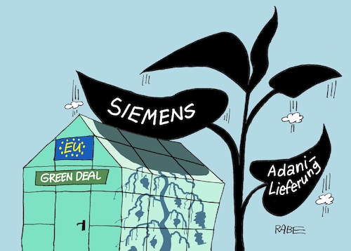 Cartoon: Green Deal (medium) by RABE tagged berateraffäre,verteidigungsministerin,von,der,leyen,löschung,reißwolf,handydaten,sicherheit,rabe,ralf,böhme,cartoon,karikatur,pressezeichnung,farbcartoon,tagescartoon,uschi,eu,banksy,green,deal,billion,siemens,australien,adani,asanilieferung,signalanlage,umweltschutz,buschbrände,kohleabbau,joe,kaeser,berateraffäre,verteidigungsministerin,von,der,leyen,löschung,reißwolf,handydaten,sicherheit,rabe,ralf,böhme,cartoon,karikatur,pressezeichnung,farbcartoon,tagescartoon,uschi,eu,banksy,green,deal,billion,siemens,australien,adani,asanilieferung,signalanlage,umweltschutz,buschbrände,kohleabbau,joe,kaeser