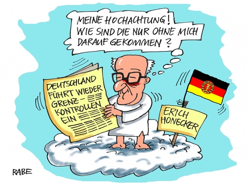 Cartoon: Grenzkontrollen (medium) by RABE tagged grenzkontrollen,grenze,grenzschließung,ungarn,österreich,bayern,seehofer,flüchtlinge,flüchtlingsstrom,asyl,asylanten,ausweis,rabe,ralf,böhme,cartoon,karikatur,pressezeichnung,farbcartoon,tagescartoon,wolke,ddr,sed,erich,honecker,mauer,schießbefehl,reisefreiheit,grenzkontrollen,grenze,grenzschließung,ungarn,österreich,bayern,seehofer,flüchtlinge,flüchtlingsstrom,asyl,asylanten,ausweis,rabe,ralf,böhme,cartoon,karikatur,pressezeichnung,farbcartoon,tagescartoon,wolke,ddr,sed,erich,honecker,mauer,schießbefehl,reisefreiheit