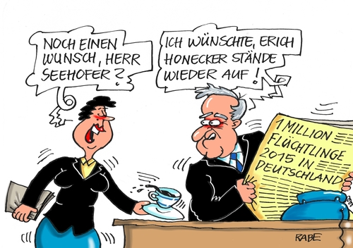 Cartoon: Grenzschließung (medium) by RABE tagged grenzkontrollen,grenzschließung,ungarn,österreich,bayern,münchen,seehofer,csu,flüchtlinge,flüchtlingslager,rabe,ralf,böhme,cartoon,karikatur,pressezeichnung,farbcartoon,tagescartoon,erich,honecker,ddr,sed,regime,mauer,stacheldraht,schießbefehl,grenzkontrollen,grenzschließung,ungarn,österreich,bayern,münchen,seehofer,csu,flüchtlinge,flüchtlingslager,rabe,ralf,böhme,cartoon,karikatur,pressezeichnung,farbcartoon,tagescartoon,erich,honecker,ddr,sed,regime,mauer,stacheldraht,schießbefehl