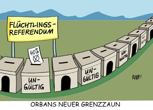 Cartoon: Grenzzaun orban (medium) by RABE tagged vivtor,orban,ungarn,flüchtlingsreferendum,rabe,ralf,böhme,cartoon,karikatur,pressezeichnug,farbcartoon,tagescartoon,volksabstimmung,wahlurne,grenzzaun,vivtor,orban,ungarn,flüchtlingsreferendum,rabe,ralf,böhme,cartoon,karikatur,pressezeichnug,farbcartoon,tagescartoon,volksabstimmung,wahlurne,grenzzaun