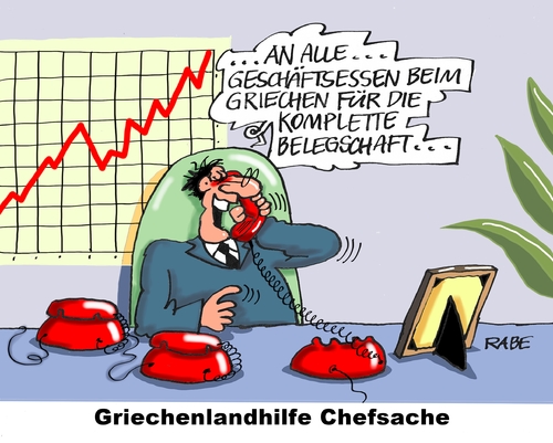 Cartoon: Griechenhilfe (medium) by RABE tagged griechenland,athen,austritt,eurozone,linksbündnis,rabe,ralf,böhme,cartoon,karikatur,pressezeichnung,farbcartoon,tagescartoon,syriza,tsipras,ezb,brüssel,schuldenschnitte,esse,geschäftsessen,belegschaft,chef,chefetage,chefsache,griechenlandhilfe,griechenland,athen,austritt,eurozone,linksbündnis,rabe,ralf,böhme,cartoon,karikatur,pressezeichnung,farbcartoon,tagescartoon,syriza,tsipras,ezb,brüssel,schuldenschnitte,esse,geschäftsessen,belegschaft,chef,chefetage,chefsache,griechenlandhilfe