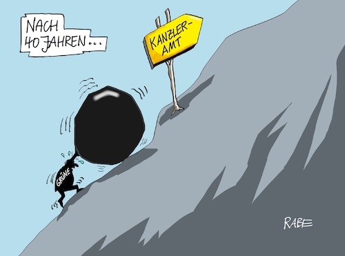 Cartoon: Grüne Politik (medium) by RABE tagged grüne,kanzler,kanzleramt,vierzig,jahre,geburtstag,habeck,özdemir,rabe,ralf,böhme,cartoon,karikatur,pressezeichnung,farbcartoon,tagescartoon,bündnis,neunzig,joschka,fischer,ökochef,umweltschutz,tierschutz,turnschuhe,strickpullover,sisyphos,protestpartei,klimawandel,grüne,kanzler,kanzleramt,vierzig,jahre,geburtstag,habeck,özdemir,rabe,ralf,böhme,cartoon,karikatur,pressezeichnung,farbcartoon,tagescartoon,bündnis,neunzig,joschka,fischer,ökochef,umweltschutz,tierschutz,turnschuhe,strickpullover,sisyphos,protestpartei,klimawandel