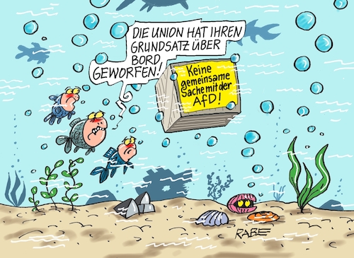 Cartoon: Grundsatz in der Kiste (medium) by RABE tagged ampel,ampelregierung,rot,grün,gelb,fdp,spd,grüne,rabe,ralf,böhme,cartoon,karikatur,pressezeichnung,farbcartoon,tagescartoon,inflation,einkommen,rente,rentenpaket,bruch,streit,neuwahlen,wahlkampf,kanzlerkandidat,merz,migration,migrationsanträge,migrationplan,abstimmung,zustimmung,brandmauer,recht,afd,kiste,grundsatz,meer,fische,bord,ampel,ampelregierung,rot,grün,gelb,fdp,spd,grüne,rabe,ralf,böhme,cartoon,karikatur,pressezeichnung,farbcartoon,tagescartoon,inflation,einkommen,rente,rentenpaket,bruch,streit,neuwahlen,wahlkampf,kanzlerkandidat,merz,migration,migrationsanträge,migrationplan,abstimmung,zustimmung,brandmauer,recht,afd,kiste,grundsatz,meer,fische,bord