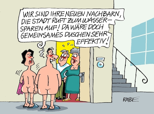 Cartoon: Gruppenduschen (medium) by RABE tagged merz,kanzler,koalition,union,spd,klingbeil,cartoon,karikatur,pressezeichnung,farbcartoon,tagescartoon,db,bahn,frühling,frühjahr,frühjahrsputz,ice,zug,blumenkasten,blumenkästen,esc,songcontest,wasser,wasserknappheit,sparsamkeit,hitze,trockenheit,dürre,klimawandel,dusche,gruppenduschen,merz,kanzler,koalition,union,spd,klingbeil,cartoon,karikatur,pressezeichnung,farbcartoon,tagescartoon,db,bahn,frühling,frühjahr,frühjahrsputz,ice,zug,blumenkasten,blumenkästen,esc,songcontest,wasser,wasserknappheit,sparsamkeit,hitze,trockenheit,dürre,klimawandel,dusche,gruppenduschen