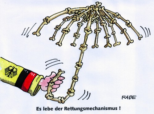 Cartoon: Gut beschirmt (medium) by RABE tagged kanzlermehrheit,kanzlerin,merkel,cdu,union,bundesregierung,bundesrat,parlament,abgeordnete,ausweitung,erweiterung,schirm,rettungsschirm,rettungsmechanismus,efsf,finanzminister,schäuble,finanzchefs,euro,eurozone,eu,brüssel,schuldenkrise,griechenland,krise,knochen,skelett,abstimmung,rettungshilfen,schwarzgelb,koalition,zitterpartie,handlungsfähigkeit,knochensplitter,kanzlermehrheit,kanzlerin,merkel,cdu,union,bundesregierung,bundesrat,parlament