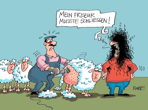 Cartoon: Haarwüchsiges (medium) by RABE tagged virus,corona,pandemie,coronakrise,rabe,ralf,böhme,cartoon,karikatur,pressezeichnung,farbcartoon,tagescartoon,viren,virenschutz,mundschutz,desinfektion,föderal,föderalismus,ländersache,söder,ausgangssperre,schafe,scheren,rasierer,schafscherer,haare,schließung,friseure,virus,corona,pandemie,coronakrise,rabe,ralf,böhme,cartoon,karikatur,pressezeichnung,farbcartoon,tagescartoon,viren,virenschutz,mundschutz,desinfektion,föderal,föderalismus,ländersache,söder,ausgangssperre,schafe,scheren,rasierer,schafscherer,haare,schließung,friseure