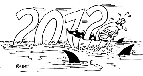 Cartoon: Haifischbecken (medium) by RABE tagged euro,eurokrise,schulden,schuldenkrise,merkel,bundesregierung,rettungsschirm,meer,hai,haifischbecken,raubfisch,see,ruder,haifischflossen,silvester,neujahr,januar,prosit,untergang,wellengang,tiefsee,eu,euro,eurokrise,schulden,schuldenkrise,rettungsschirm,2012,sarkozy,eurogipfel,neujahr
