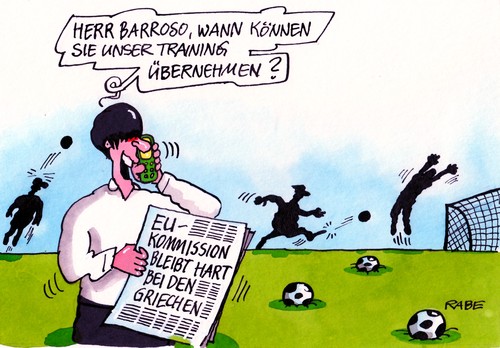 Cartoon: Harte Gangart (medium) by RABE tagged löw,bundestrainer,nationalmannschaft,nationalelf,training,trainingslager,em,fussball,europameisterschaft,ukraine,kiew,polen,endspiel,viertelfinale,trainingsplatz,übernahme,eu,euro,eurokrise,brüssel,kommission,barroso,griechenland,athen,parlamentswahlen,schulden,schuldenschnitt,rettungsschirm,fiskalpakt,finanzausgleichspaket,merkel,kanzlerin,cdu,seehofer,tor,torwart,kredit,banken,börse,löw,bundestrainer,nationalmannschaft,training,trainingslager,fussball,em 2012,euro 2012,em,2012,euro