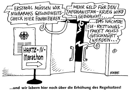 Cartoon: Hartzvier (medium) by RABE tagged bundesregierung,debatte,iv,hartz,arbeitsministerin,opposition,regelsatz,sozialhilfe,euro,krise,marathon,erhöhung,mubarak,gesundheitscheck,ägypten,afghanistan,krieg,rettungspaket,labern,geld,eu,bundesadler,debatte,hartz,bundesregierung,arbeitsministerin,opposition,regelsatz,sozialhilfe,euro,krise,marathon,mubarak,ägypten,afghanistan