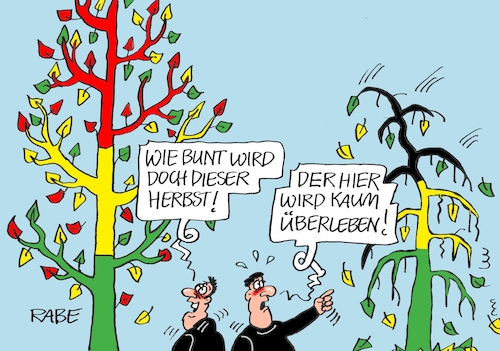 Cartoon: Herbstausmalerei (medium) by RABE tagged bundestagswahl,wahlkampf,osten,ddr,ostbeauftragter,bundesregierung,recht,rabe,ralf,böhme,cartoon,karikatur,pressezeichnung,farbcartoon,tagescartoon,cdu,wahlplakat,laschet,lacher,lachnummer,baum,bäume,herbst,herbstlaub,blätter,bunt,rot,gelb,grün,schwarz,koalitionsgespräche,sondierung,sondierungsgespräche,lindner,habeck,jamaika,jamaikabündnis,ampel,ampelbündnis,herbststürme,bundestagswahl,wahlkampf,osten,ddr,ostbeauftragter,bundesregierung,recht,rabe,ralf,böhme,cartoon,karikatur,pressezeichnung,farbcartoon,tagescartoon,cdu,wahlplakat,laschet,lacher,lachnummer,baum,bäume,herbst,herbstlaub,blätter,bunt,rot,gelb,grün,schwarz,koalitionsgespräche,sondierung,sondierungsgespräche,lindner,habeck,jamaika,jamaikabündnis,ampel,ampelbündnis,herbststürme