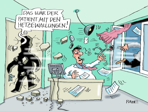 Cartoon: Hetzewallungen (medium) by RABE tagged hetze,zeitdruck,beschäftigte,leiden,millionen,burnout,rabe,ralf,böhme,cartoon,karikatur,pressezeichnung,farbcartoon,tagescartoon,arzt,patient,sprechzimmer,eile,wind,durchzug,hetze,zeitdruck,beschäftigte,leiden,millionen,burnout,rabe,ralf,böhme,cartoon,karikatur,pressezeichnung,farbcartoon,tagescartoon,arzt,patient,sprechzimmer,eile,wind,durchzug