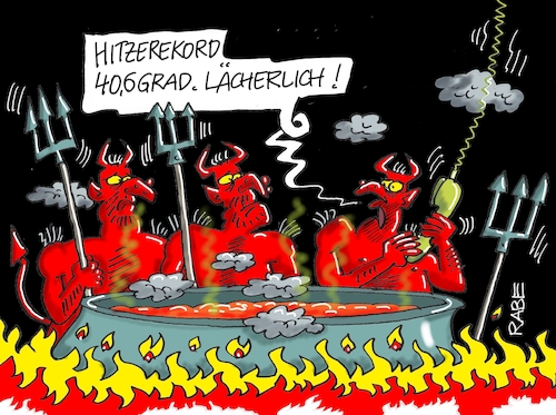 Cartoon: Hitzerekord (medium) by RABE tagged klimawandel,umwelt,umweltministerin,schulze,sp,klimapreis,heizung,auto,rabe,ralf,böhme,cartoon,karikatur,pressezeichnung,farbcartoon,tagescartoon,brücke,bettler,verkehr,klimaprämie,friday,for,future,hitzerekord,sommerhitze,hölle,satan,teufel,klimawandel,umwelt,umweltministerin,schulze,sp,klimapreis,heizung,auto,rabe,ralf,böhme,cartoon,karikatur,pressezeichnung,farbcartoon,tagescartoon,brücke,bettler,verkehr,klimaprämie,friday,for,future,hitzerekord,sommerhitze,hölle,satan,teufel