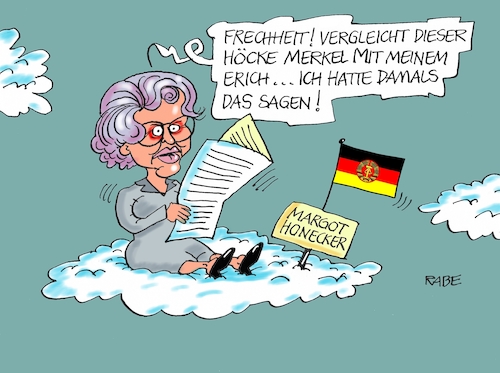 Cartoon: Höcke Honecker (medium) by RABE tagged höcke,afd,thüringen,rede,dresden,rechte,holocaust,denkmal,berlin,opfer,rabe,ralf,böhme,cartoon,karikatur,pressezeichnung,farbcartoon,tagescartoon,margot,honecker,erich,ddr,staatsratsvorsitzender,sagen,sed,bildungsministerin,höcke,afd,thüringen,rede,dresden,rechte,holocaust,denkmal,berlin,opfer,rabe,ralf,böhme,cartoon,karikatur,pressezeichnung,farbcartoon,tagescartoon,margot,honecker,erich,ddr,staatsratsvorsitzender,sagen,sed,bildungsministerin