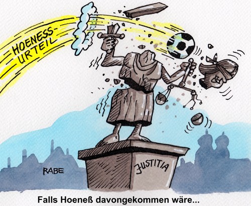 Cartoon: Hoeneß davongekommen... (medium) by RABE tagged uli,hoeneß,bayernpräsident,münchen,landesgericht,haftstrafe,steuerhinterziehung,steuerbetrug,selbstanzeige,strafmass,bewährung,rabe,ralf,böhme,cartoon,karikatur,pressezeichnung,farbcartoon,urteil,justizpalast,strafe,staatsanwalt,urteilsverkündung,revision,denkmal,justitia,uli,hoeneß,bayernpräsident,münchen,landesgericht,haftstrafe,steuerhinterziehung,steuerbetrug,selbstanzeige,strafmass,bewährung,rabe,ralf,böhme,cartoon,karikatur,pressezeichnung,farbcartoon,urteil,justizpalast,strafe,staatsanwalt,urteilsverkündung,revision,denkmal,justitia