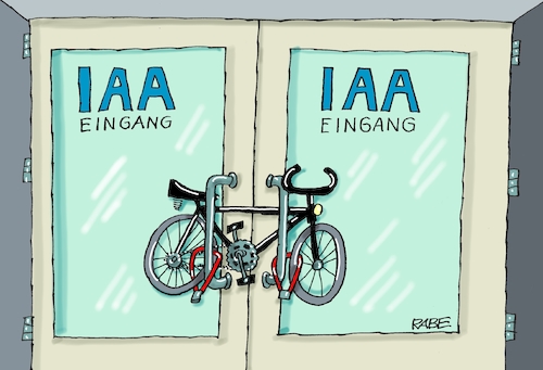 Cartoon: IAA Proteste (medium) by RABE tagged klimawandel,umwelt,umweltministerin,schulze,sp,klimapreis,heizung,auto,rabe,ralf,böhme,cartoon,karikatur,pressezeichnung,farbcartoon,tagescartoon,brücke,bettler,verkehr,klimaprämie,friday,for,future,iaa,internationale,automobilausstellung,messe,messehalle,autos,suv,innenstädte,abgasnormen,fahrrad,blockade,umweltschützer,klimawandel,umwelt,umweltministerin,schulze,sp,klimapreis,heizung,auto,rabe,ralf,böhme,cartoon,karikatur,pressezeichnung,farbcartoon,tagescartoon,brücke,bettler,verkehr,klimaprämie,friday,for,future,iaa,internationale,automobilausstellung,messe,messehalle,autos,suv,innenstädte,abgasnormen,fahrrad,blockade,umweltschützer