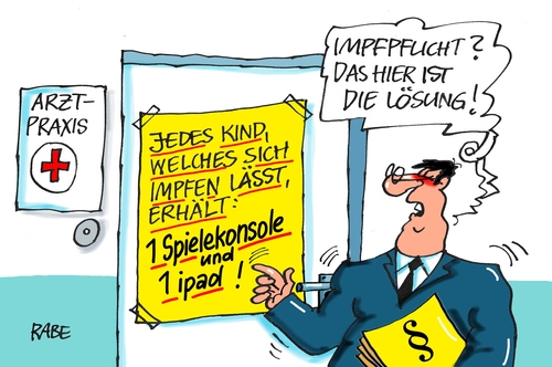 Cartoon: Impfpflicht (medium) by RABE tagged impfung,impfpflicht,spritze,masern,röteln,scharlach,ärzte,doktoren,impfstoff,rabe,ralf,böhme,cartoon,tagescartoon,farbcartoon,pressezeichnung,kinder,arztpraxis,impfausweis,xbox,spielekonsole,ipad,impfung,impfpflicht,spritze,masern,röteln,scharlach,ärzte,doktoren,impfstoff,rabe,ralf,böhme,cartoon,tagescartoon,farbcartoon,pressezeichnung,kinder,arztpraxis,impfausweis,xbox,spielekonsole,ipad