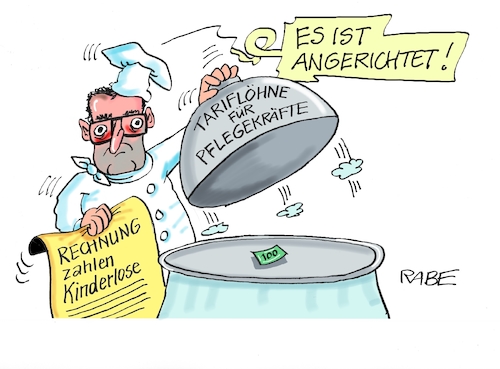 Cartoon: In Teufels Küche (medium) by RABE tagged pflege,pflegekräfte,pflegeheime,pflegepersonal,tarif,tariflöhne,bezahlung,billiglohnkräfte,rabe,ralf,böhme,cartoon,karikatur,pressezeichnung,farbcartoon,tagescartoon,jens,spahn,gesundheitsminister,rentner,koch,angerichtetes,kabinett,beschluss,pflegereform,reform,pflege,pflegekräfte,pflegeheime,pflegepersonal,tarif,tariflöhne,bezahlung,billiglohnkräfte,rabe,ralf,böhme,cartoon,karikatur,pressezeichnung,farbcartoon,tagescartoon,jens,spahn,gesundheitsminister,rentner,koch,angerichtetes,kabinett,beschluss,pflegereform,reform