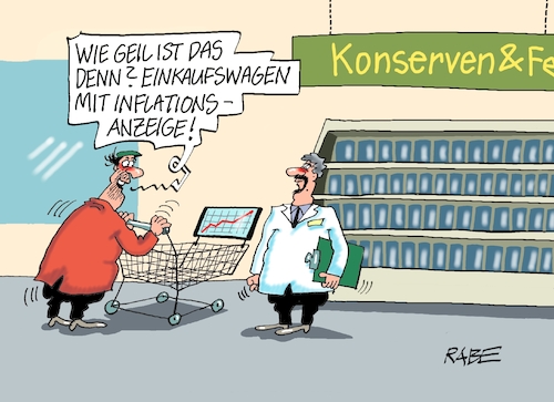 Cartoon: Inflationsnavi (medium) by RABE tagged gas,gassparen,gasnotstand,gasgeben,sanktionen,gasspeicher,gasheizung,rabe,ralf,böhme,cartoon,karikatur,pressezeichnung,farbcartoon,tagescartoon,robert,habeck,putin,ukrainekrieg,inflation,inflationsrate,navi,supermarkt,korbwagen,einkaufswagen,bildschirm,gas,gassparen,gasnotstand,gasgeben,sanktionen,gasspeicher,gasheizung,rabe,ralf,böhme,cartoon,karikatur,pressezeichnung,farbcartoon,tagescartoon,robert,habeck,putin,ukrainekrieg,inflation,inflationsrate,navi,supermarkt,korbwagen,einkaufswagen,bildschirm