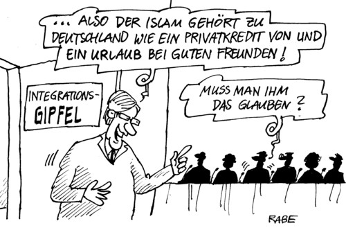 Cartoon: Integrationsgipfel (medium) by RABE tagged integration,integrationsgipfel,ausländer,türken,berlin,zuwanderer,eingliederung,kanzleramt,migrantengipfel,wulff,freunde,islam,islamrede,privatkredit,verstrickung,transparenz,urlaub,geerkens,diekmann,mailbox,bild,glauben,wahrheit,salamitaktik,integration,integrationsgipfel,ausländer,türken,berlin,zuwanderer,eingliederung,kanzleramt,migrantengipfel,wulff,islam,freunde,islamrede,privatkredit,verstrickung