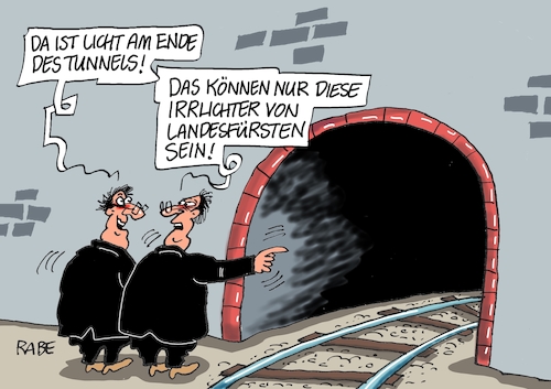 Cartoon: Irrlichterei (medium) by RABE tagged corona,bundländerkonferenz,merkel,kanzleramt,lockerungen,stufenplan,öffnungen,lockdown,shutdown,baumärkte,impfdosen,rki,fallzahlen,inzidenzwert,spahn,impfzentren,impfreihenfolge,irrlicht,licht,tunnel,tunnelblick,ende,entmachtung,anne,will,interview,uneinigkeit,mutanten,inzidenzwerte,corona,bundländerkonferenz,merkel,kanzleramt,lockerungen,stufenplan,öffnungen,lockdown,shutdown,baumärkte,impfdosen,rki,fallzahlen,inzidenzwert,spahn,impfzentren,impfreihenfolge,irrlicht,licht,tunnel,tunnelblick,ende,entmachtung,anne,will,interview,uneinigkeit,mutanten,inzidenzwerte