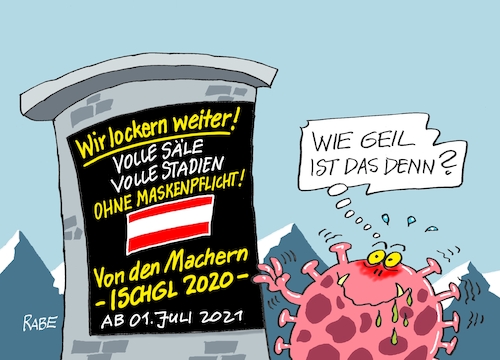 Cartoon: Ischgl Fans (medium) by RABE tagged corona,bundländerkonferenz,merkel,kanzleramt,lockerungen,stufenplan,öffnungen,lockdown,shutdown,baumärkte,impfdosen,rki,fallzahlen,inzidenzwert,spahn,impfzentren,impfreihenfolge,notbremse,österreich,kurz,wien,ischgl,tirol,säle,konzerte,stadien,skipiste,litfaßsäule,plakat,corona,bundländerkonferenz,merkel,kanzleramt,lockerungen,stufenplan,öffnungen,lockdown,shutdown,baumärkte,impfdosen,rki,fallzahlen,inzidenzwert,spahn,impfzentren,impfreihenfolge,notbremse,österreich,kurz,wien,ischgl,tirol,säle,konzerte,stadien,skipiste,litfaßsäule,plakat