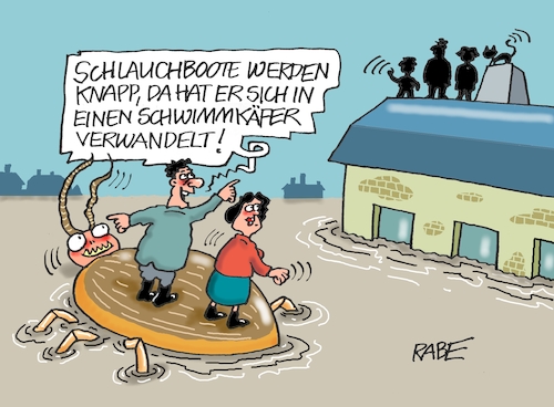 Kafka Schlauchboot von RABE | Medien & Kultur Cartoon | TOONPOOL